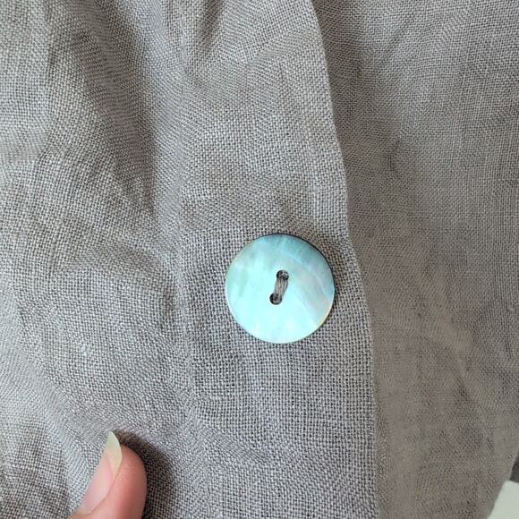 Splendid Iris Made in Italy 100% Linen Button Cropped Tank Top Gray S/M Small - Picture 3 of 7